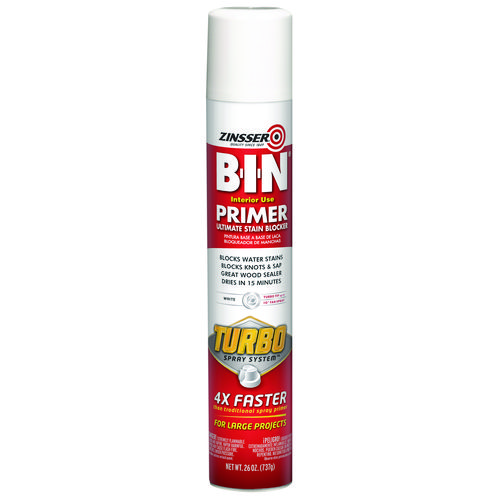 Picture of BIN Aerosol Primer with Turbo Spray System, Interior, Flat White, 26 oz Aerosol Can, 6/Carton