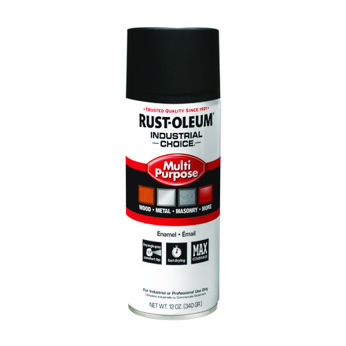 Picture of Industrial Choice 1600 System Multi-Purpose Enamel Spray Paint, Ultra-Flat Black, 12 oz Aerosol Can, 6/Carton