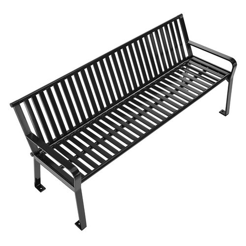 Picture of Steel Slat Benches with Back, 72" x 26" x 31", Black Seat/Back, Black Base