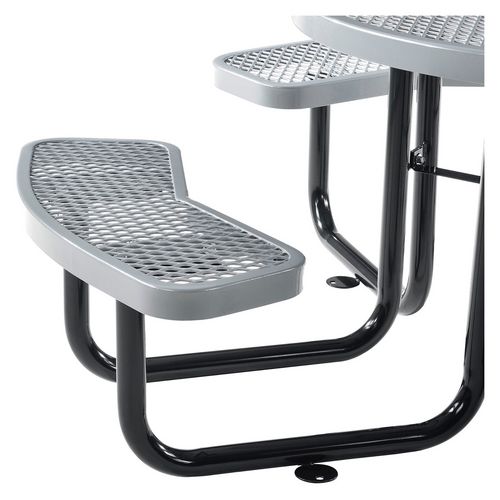 Picture of Expanded Steel Picnic Table, Round, 46" Dia x 29.5"h, Gray Top, Gray Base/Legs