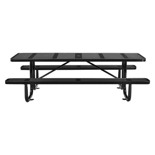Picture of Perforated Steel Picnic Table, Rectangular, 72 x 62 x 29.5, Black Top, Black Base/Legs