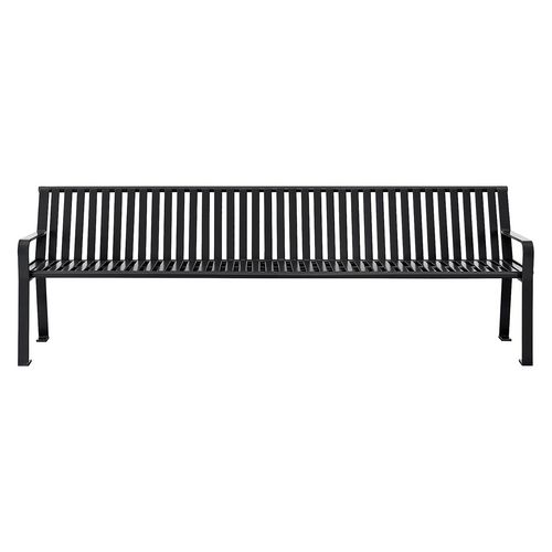 Picture of Steel Slat Benches with Back, 96" x 26" x 31", Black Seat/Back, Black Base
