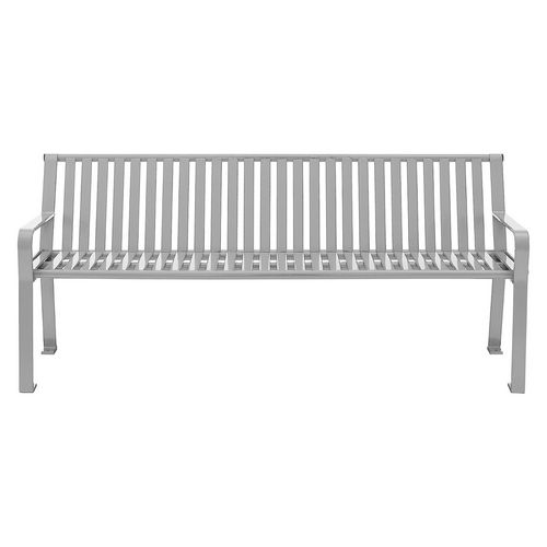 Picture of Steel Slat Benches with Back, 72" x 26" x 31", Gray Seat/Back, Gray Base