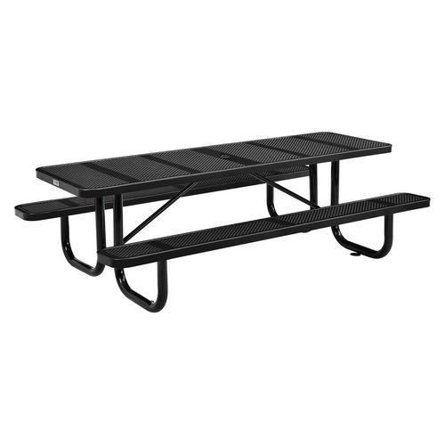 Picture of Perforated Steel Picnic Table, Rectangular, 72 x 62 x 29.5, Black Top, Black Base/Legs