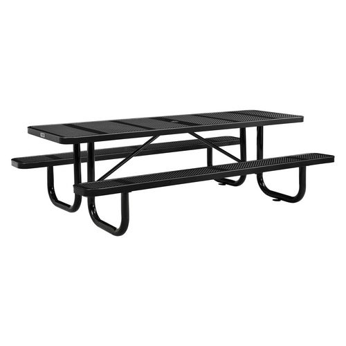 Picture of Perforated Steel Picnic Table, Rectangular, 72 x 62 x 29.5, Black Top, Black Base/Legs