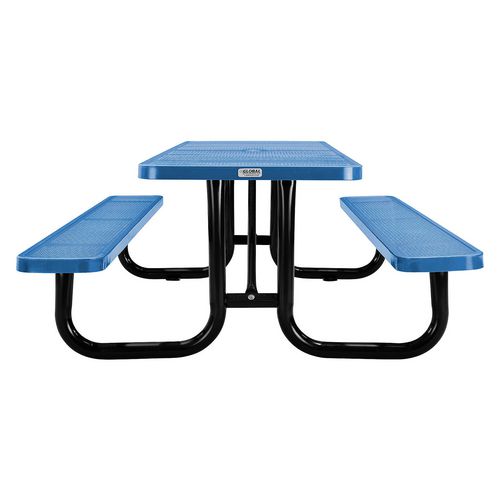 Picture of Perforated Steel Picnic Table, Rectangular, 72 x 62 x 29.5, Blue Top, Blue Base/Legs