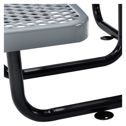 Picture of Expanded Steel Picnic Table, Round, 46" Dia x 29.5"h, Gray Top, Gray Base/Legs