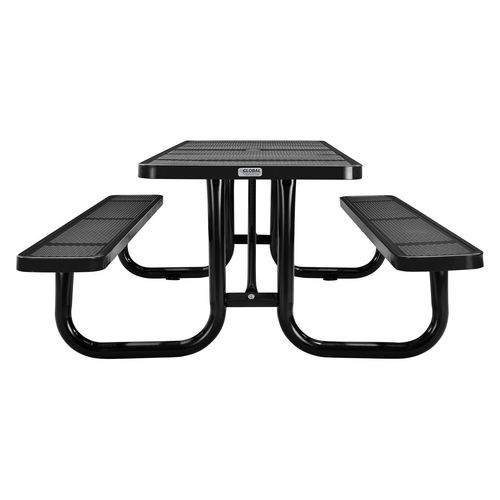 Picture of Perforated Steel Picnic Table, Rectangular, 72 x 62 x 29.5, Black Top, Black Base/Legs