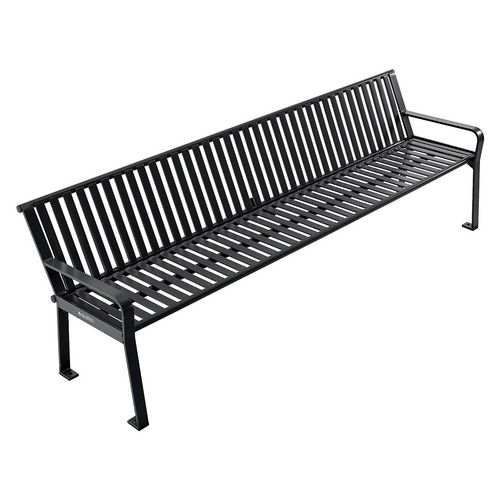 Picture of Steel Slat Benches with Back, 96" x 26" x 31", Black Seat/Back, Black Base
