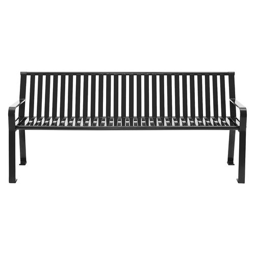 Picture of Steel Slat Benches with Back, 72" x 26" x 31", Black Seat/Back, Black Base