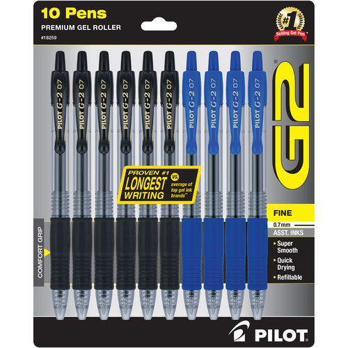 Picture of G2 Premium Gel Pen, Retractable, Fine 0.7 mm, Assorted Ink/Barrel Colors, 10/Pack