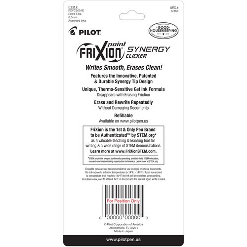 Picture of FriXion Synergy Clicker Erasable Gel Pen, Retractable, Extra-Fine 0.5 mm, Assorted Ink/Barrel Colors, 5/Pack