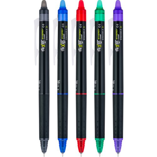 Picture of FriXion Synergy Clicker Erasable Gel Pen, Retractable, Extra-Fine 0.5 mm, Assorted Ink/Barrel Colors, 5/Pack