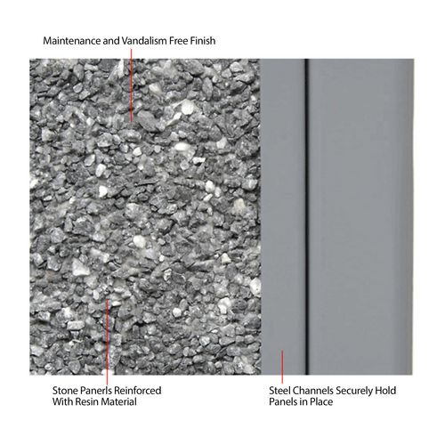 Picture of Stone Panel All Weather Trash Receptacle Urn, 24 gal, Steel, Gray