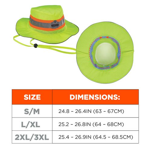 Picture of Chill-Its 8935CT Hi-Vis PVA Ranger Sun Hat, Polyester/PVA, 2X-Large/3X-Large, Lime