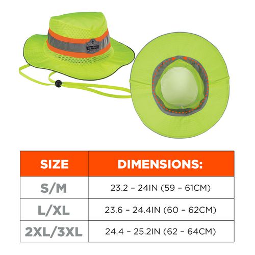Picture of Chill-Its 8935MF Hi-Vis Microfiber Ranger Sun Hat, Polyester/Microfiber, 2X-Large/3X-Large, Lime