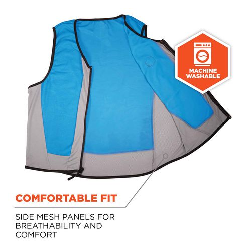 Picture of Chill-Its 6667 Wet Evaporative PVA Cooling Vest with Zipper, PVA, 4X-Large, Blue