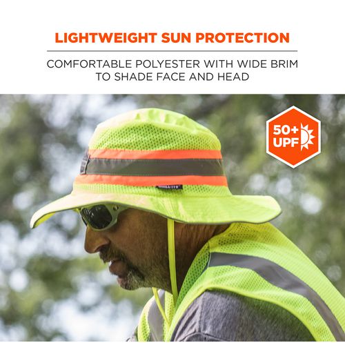 Picture of Chill-Its 8935MF Hi-Vis Microfiber Ranger Sun Hat, Polyester/Microfiber, 2X-Large/3X-Large, Lime