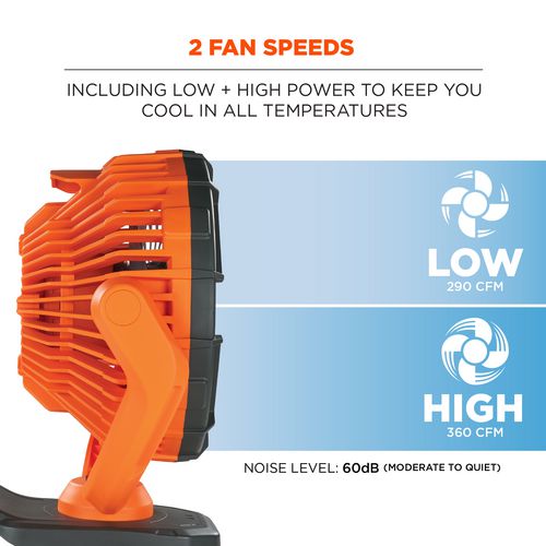 Picture of Chill-Its 6090 Rechargeable Portable Jobsite Fan, 9.5, Orange/Black