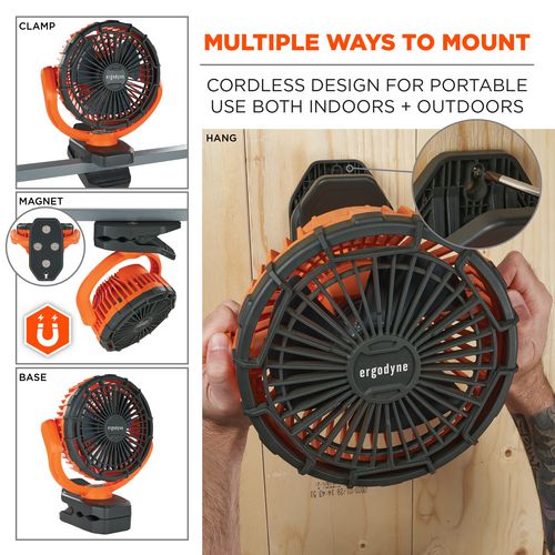 Picture of Chill-Its 6090 Rechargeable Portable Jobsite Fan, 9.5, Orange/Black