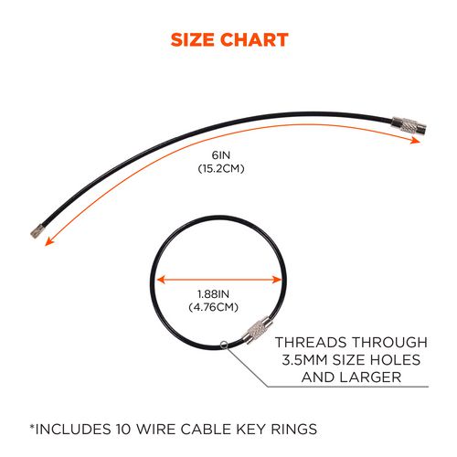 Picture of Arsenal 5719 Wire Cable Key Ring, 1.88" dia, Iron, Black, 10/Pack