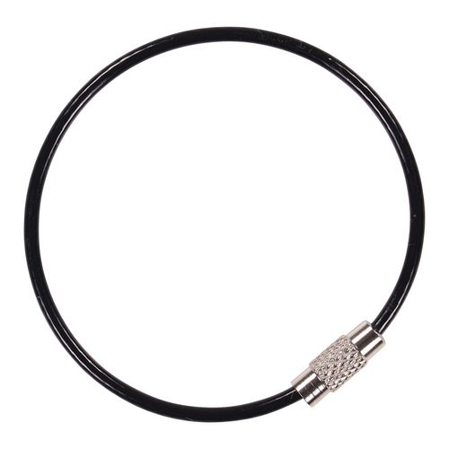 Picture of Arsenal 5719 Wire Cable Key Ring, 1.88" dia, Iron, Black, 10/Pack