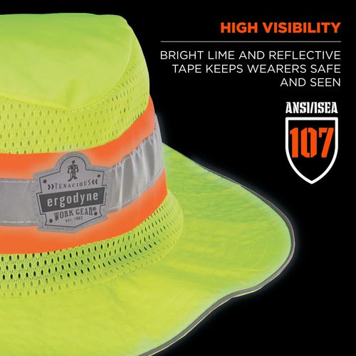 Picture of Chill-Its 8935MF Hi-Vis Microfiber Ranger Sun Hat, Polyester/Microfiber, 2X-Large/3X-Large, Lime