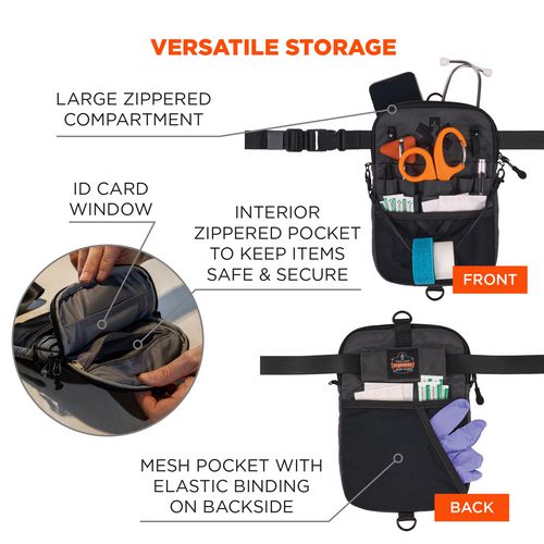 Picture of Arsenal 5717 Convertible Nurse Belt Bag, 10 Compartments, 7 x 10, Nylon, Black