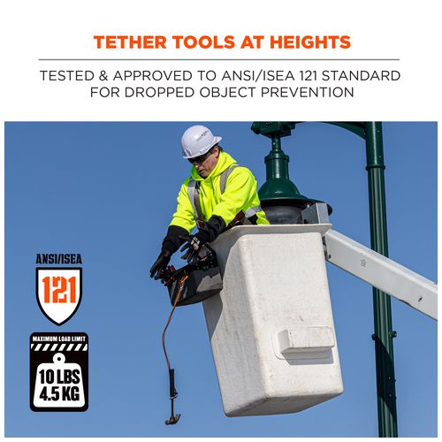 Picture of Squids 3104F(x) Tool Lanyard with Carabiner/Choke Loop, 10 lb Max Working Capacity, 38" to 48" Long, Gray/Orange