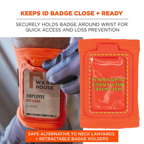 Picture of Squids 3388 Wrist ID/Badge Holder, Vertical, Orange, 3.5 x 5.5 Holder, 2.75 x 3.75 Insert