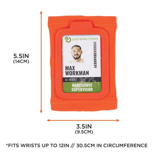 Picture of Squids 3388 Wrist ID/Badge Holder, Vertical, Orange, 3.5 x 5.5 Holder, 2.75 x 3.75 Insert