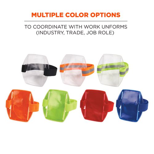 Picture of Squids 3386 Arm Band ID/Badge Holder, Vertical, Hi-Vis Orange, 3.75 x 4.25 Holder, 2.5 x 4 Insert, 10/Pack