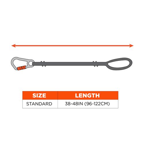 Picture of Squids 3104F(x) Tool Lanyard with Carabiner/Choke Loop, 10 lb Max Working Capacity, 38" to 48" Long, Gray/Orange