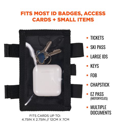 Picture of Squids 3390 Dual Band Arm ID/Badge Holder with Hook-and-Loop Closure, Vertical, Black, 3.75 x 5.75, 2.75 x 4.75 Insert
