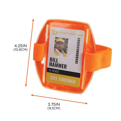 Picture of Squids 3386 Arm Band ID/Badge Holder, Vertical, Orange, 3.75 x 4.25 Holder, 2.5 x 4 Insert, 10/Pack