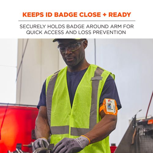 Picture of Squids 3386 Arm Band ID/Badge Holder, Vertical, Orange, 3.75 x 4.25 Holder, 2.5 x 4 Insert, 10/Pack