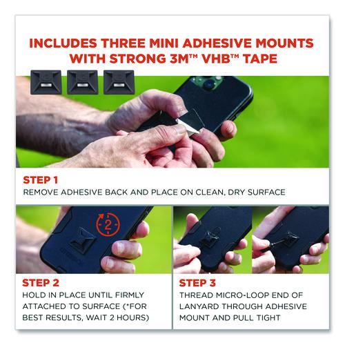 Picture of Squids 3151 Coil Lanyard Swivel Hook/Detachable Loop, Mini Adhesive Mount, 2 lb Max Working Capacity, 12" Long, Black/Orange