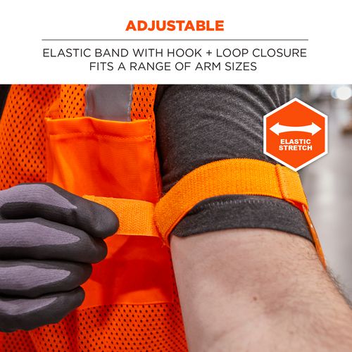 Picture of Squids 3386 Arm Band ID/Badge Holder, Vertical, Hi-Vis Orange, 3.75 x 4.25 Holder, 2.5 x 4 Insert, 10/Pack
