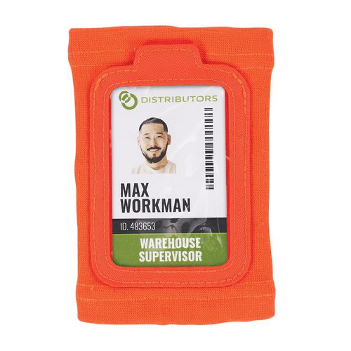 Picture of Squids 3388 Wrist ID/Badge Holder, Vertical, Orange, 3.5 x 5.5 Holder, 2.75 x 3.75 Insert