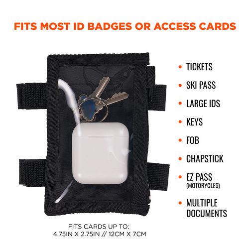 Picture of Squids 3387 Dual Band Arm ID/Badge Holder with Zipper, Vertical, Black, 3.75 x 5.75 for 2.75 x 4.75 Insert