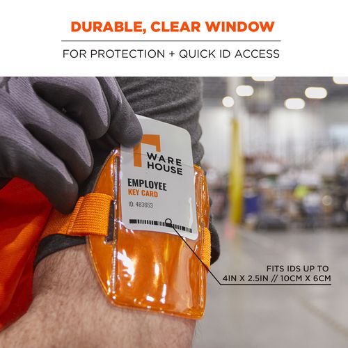 Picture of Squids 3386 Arm Band ID/Badge Holder, Vertical, Orange, 3.75 x 4.25 Holder, 2.5 x 4 Insert, 10/Pack