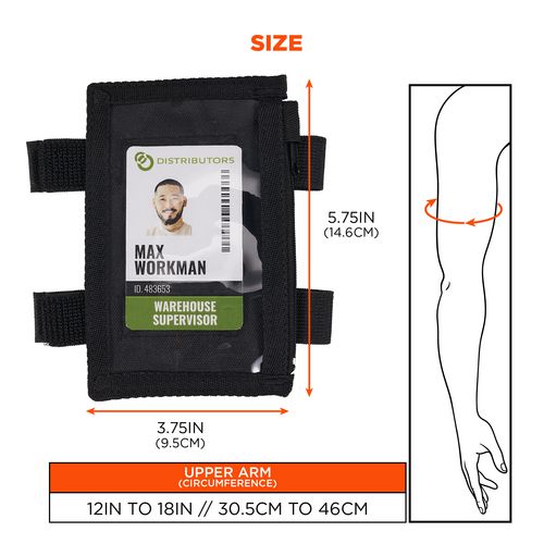 Picture of Squids 3387 Dual Band Arm ID/Badge Holder with Zipper, Vertical, Black, 3.75 x 5.75 for 2.75 x 4.75 Insert