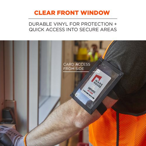 Picture of Squids 3387 Dual Band Arm ID/Badge Holder with Zipper, Vertical, Black, 3.75 x 5.75 for 2.75 x 4.75 Insert