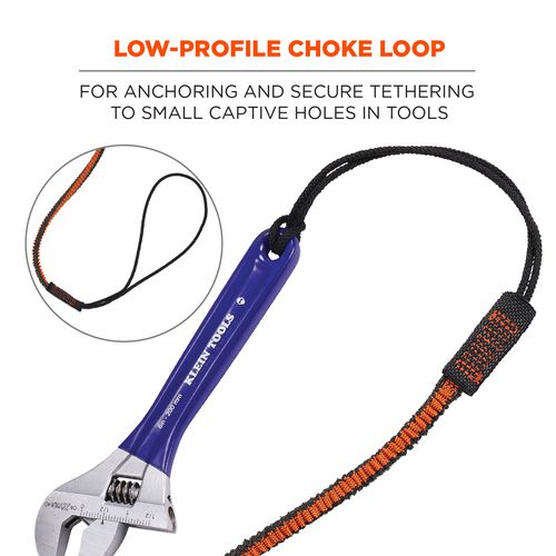 Picture of Squids 3104F(x) Tool Lanyard with Carabiner/Choke Loop, 10 lb Max Working Capacity, 38" to 48" Long, Gray/Orange