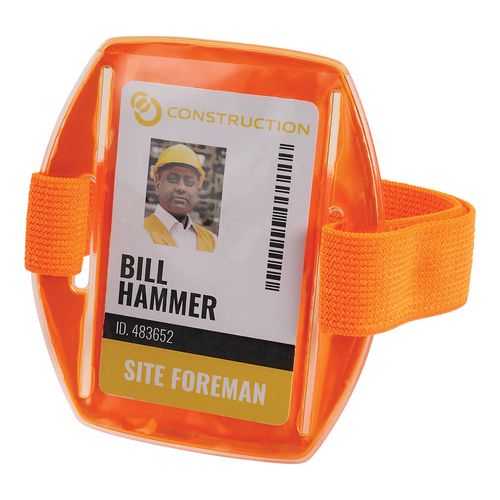 Picture of Squids 3386 Arm Band ID/Badge Holder, Vertical, Orange, 3.75 x 4.25 Holder, 2.5 x 4 Insert, 10/Pack