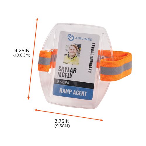 Picture of Squids 3386 Arm Band ID/Badge Holder, Vertical, Hi-Vis Orange, 3.75 x 4.25 Holder, 2.5 x 4 Insert, 10/Pack