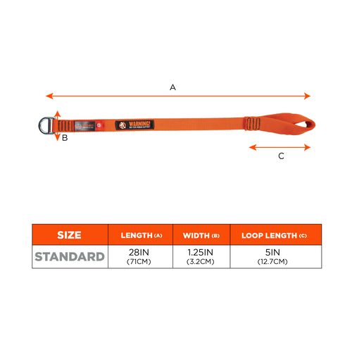 Picture of Squids 3177 Anchor Choke Strap for Tool Tethering, 60 lb Max Safe Working Capacity, 28" Long, Orange
