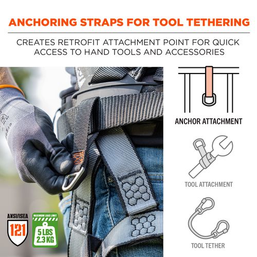 Picture of Squids 3171 Anchor Strap Belt Loop Attachment for Tool Tethering, 5 lb Max Working Capacity, 5" Long, Black, 2/Pack