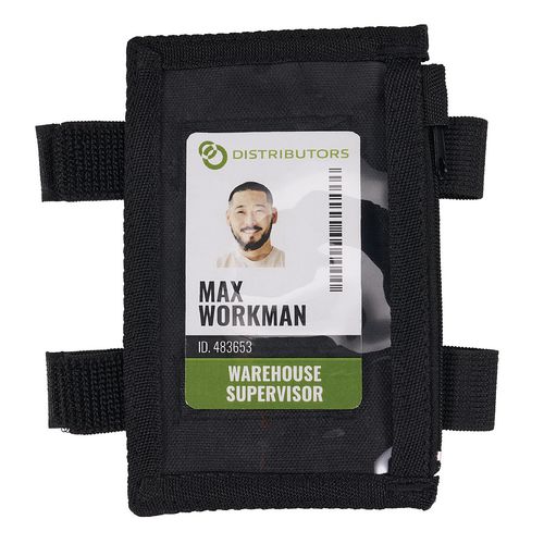Picture of Squids 3387 Dual Band Arm ID/Badge Holder with Zipper, Vertical, Black, 3.75 x 5.75 for 2.75 x 4.75 Insert