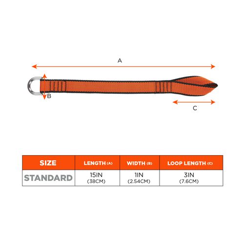 Picture of Squids 3174 Anchor Choke Strap for Tool Tethering, 25 lb Max Safe Working Capacity, 15" Long, Orange
